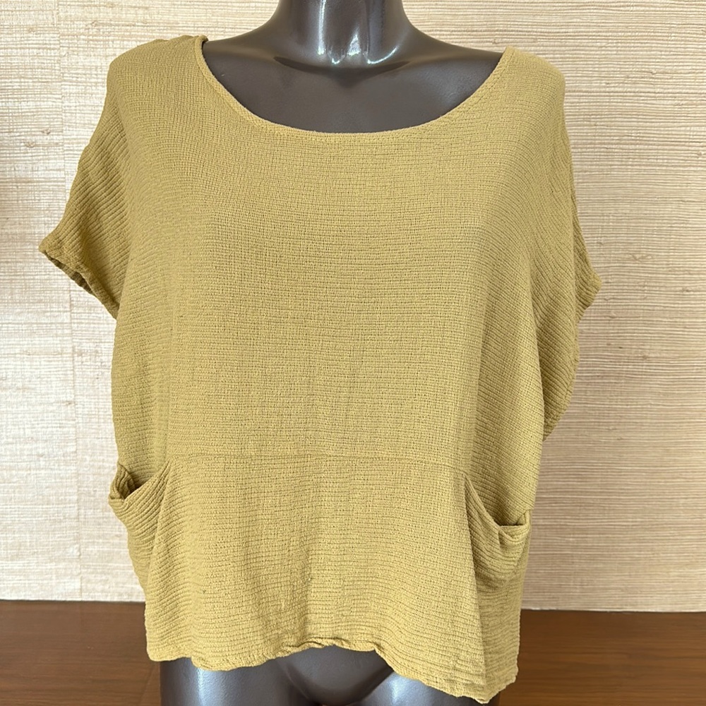 Oversized cotton top in hand dyed mustard. New with tags from Sundance.